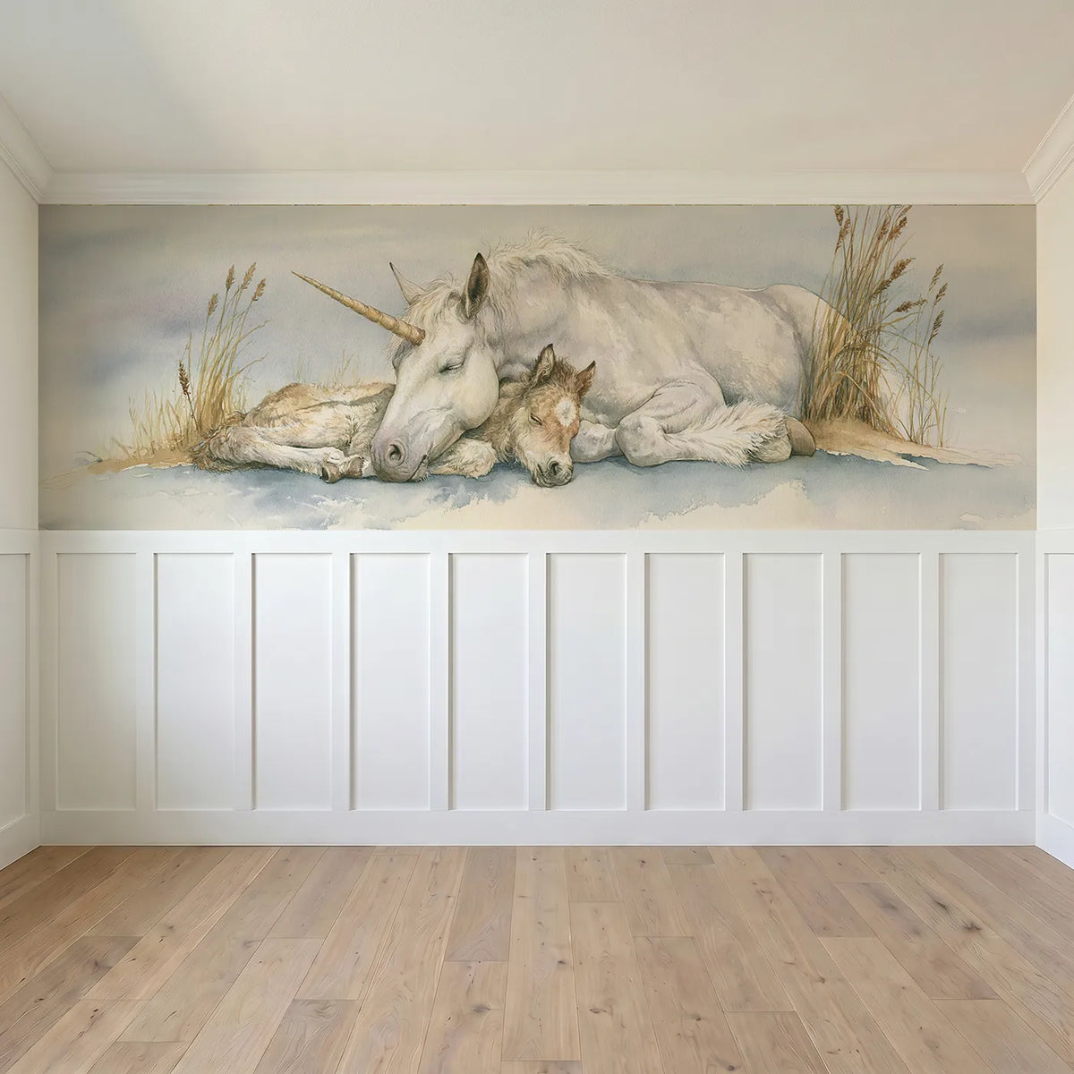 Full panel view of Foal Against The Mother Wainscoting Wallpaper by Whimsy Tots