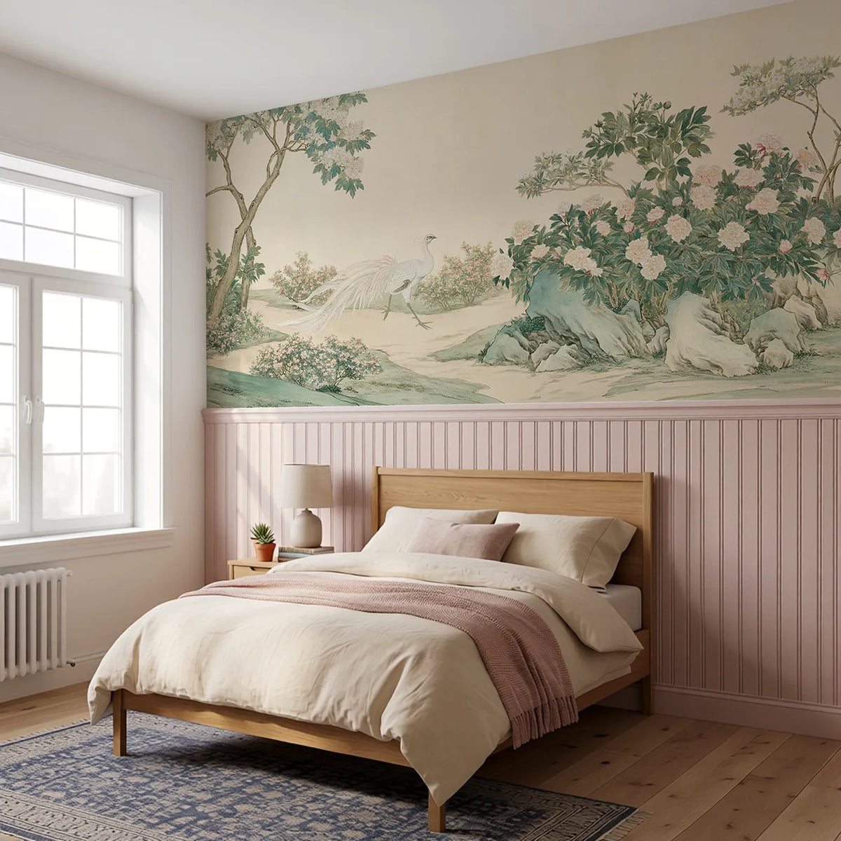 The Phoenix Garden Walk Wainscoting Wallpaper styled in a kids room by Whimsy Tots