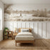 Toile wainscoting wallpaper of the goose girl in brown by Whimsy Tots
