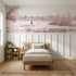 Toile wainscoting wallpaper of the goose girl in pink by Whimsy Tots