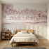 Toile wainscoting wallpaper of leapfrog on the green in pink by Whimsy Tots