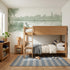 Toile wainscoting wallpaper of the flute by the stream in green by Whimsy Tots