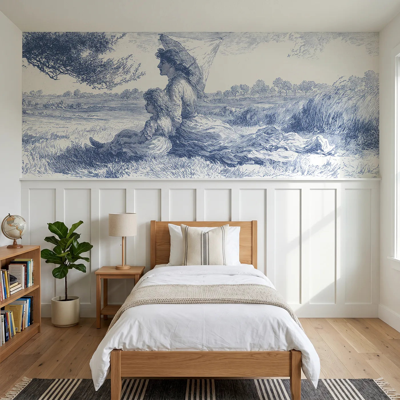 Toile wainscoting wallpaper of under the parasol by Whimsy Tots