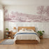Toile wainscoting wallpaper of toy boats on the stream in pink by Whimsy Tots