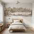 Toile wainscoting wallpaper of skipping the flat stone in brown by Whimsy Tots