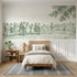 Toile wainscoting wallpaper of the hopscotch squares in green by Whimsy Tots