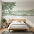 Toile wainscoting wallpaper of the shepherdess resting in green by Whimsy Tots