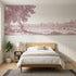 Toile wainscoting wallpaper of the shepherdess resting in pink by Whimsy Tots