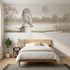 Toile wainscoting wallpaper of the owl at moonrise in brown by Whimsy Tots