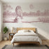 Toile wainscoting wallpaper of the owl at moonrise in pink by Whimsy Tots