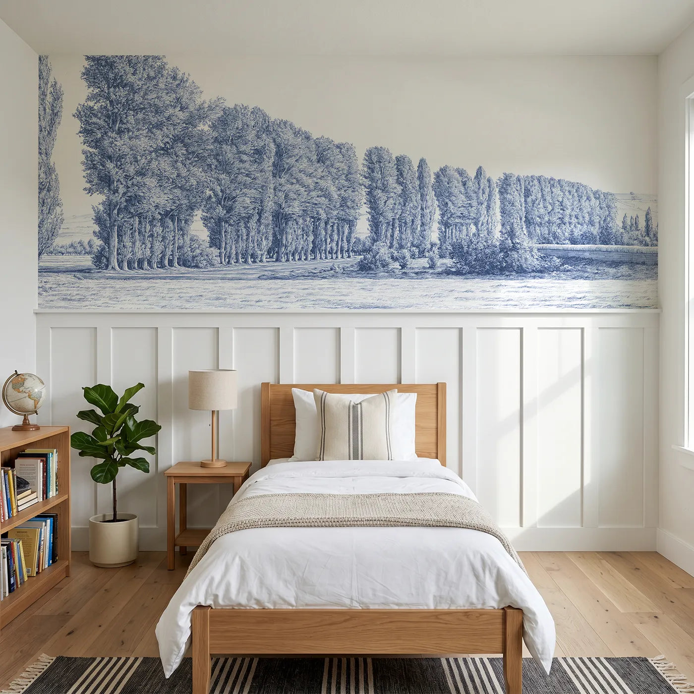 Toile wainscoting wallpaper of the poplar avenue by Whimsy Tots