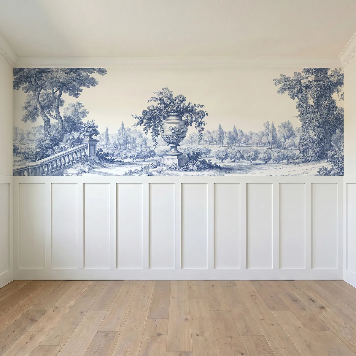 Full panel view of The Stone Urn Wainscoting Wallpaper by Whimsy Tots