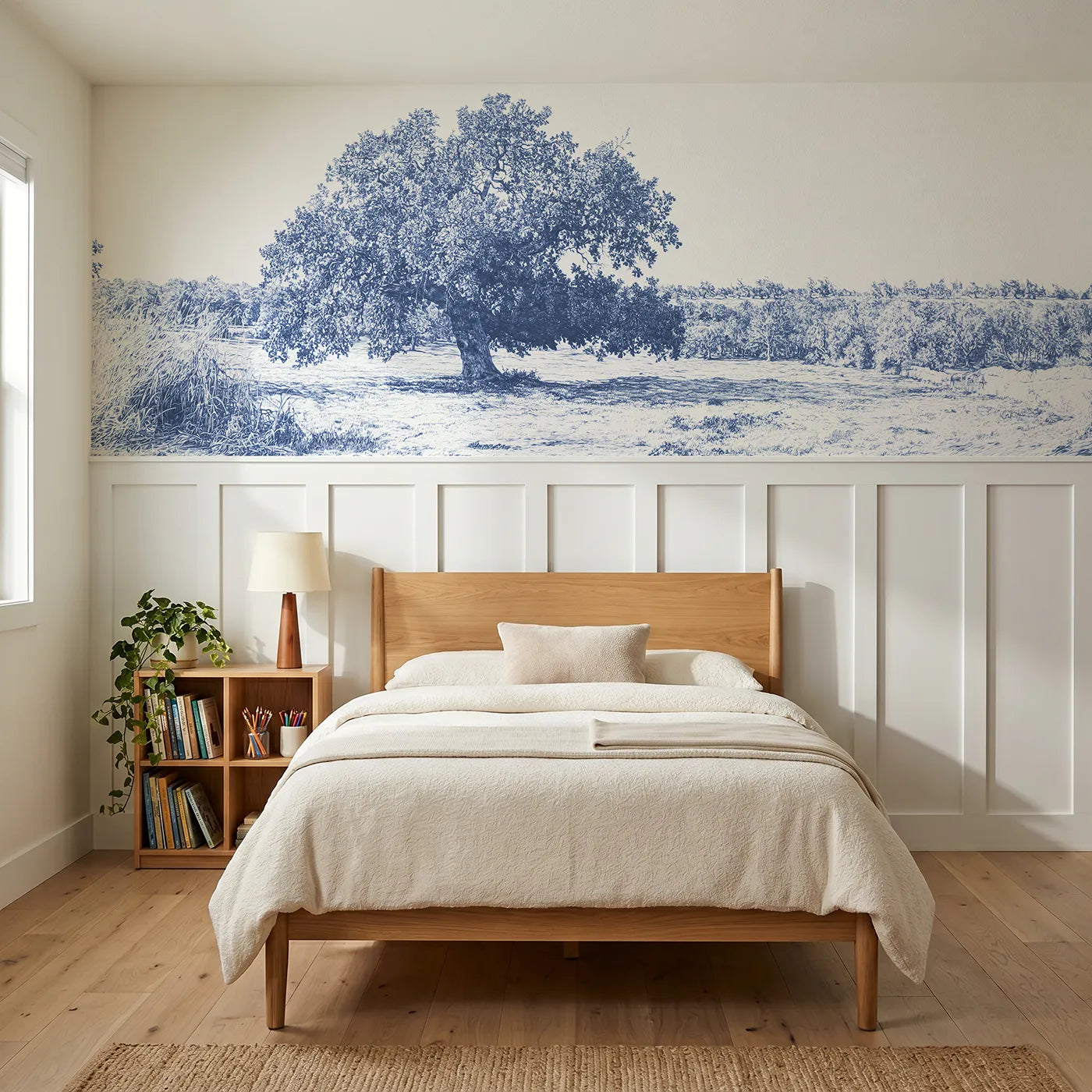 Toile wainscoting wallpaper of the one great oak by Whimsy Tots