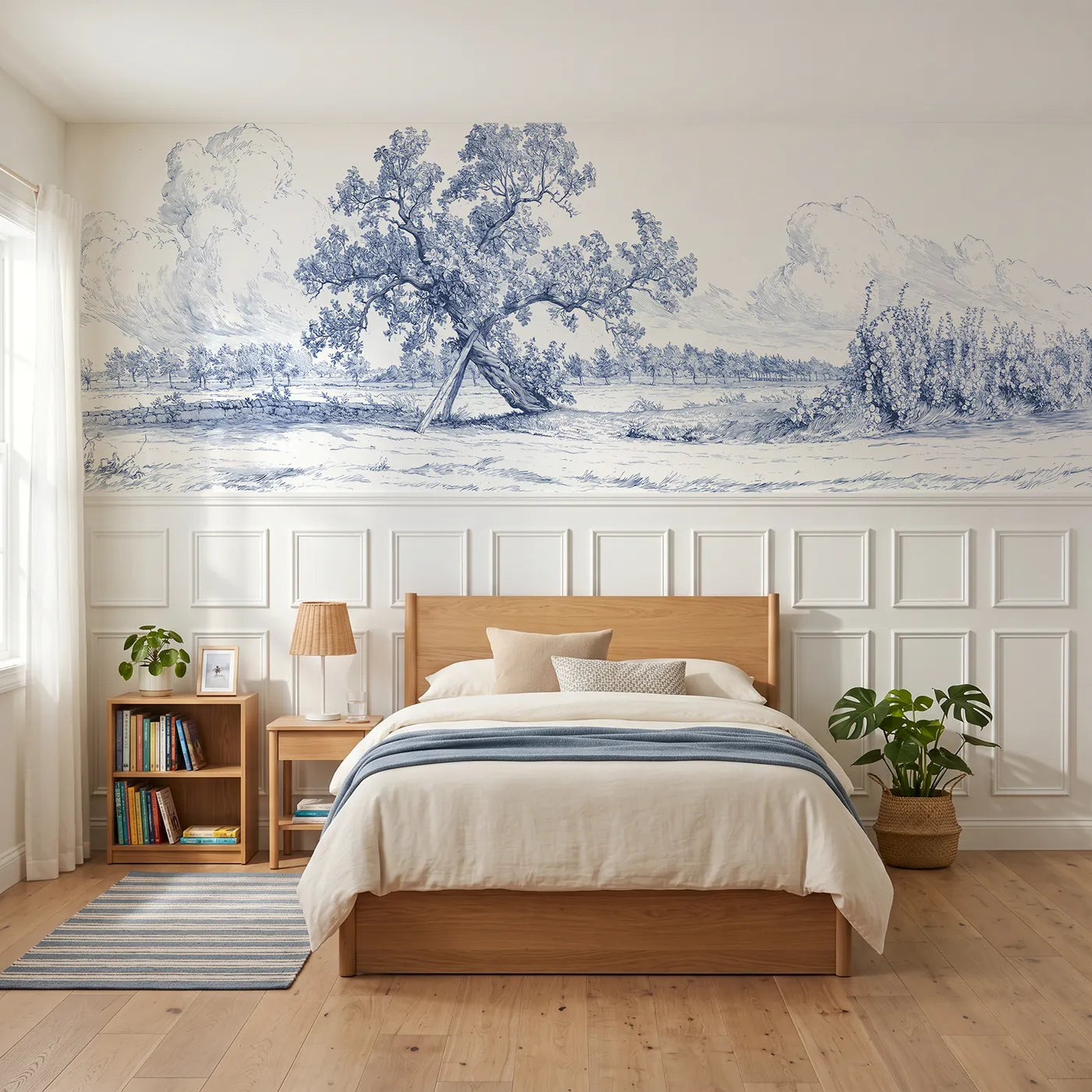 Toile wainscoting wallpaper of the old mulberry tree by Whimsy Tots