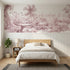 Toile wainscoting wallpaper of at the birdbath in pink by Whimsy Tots