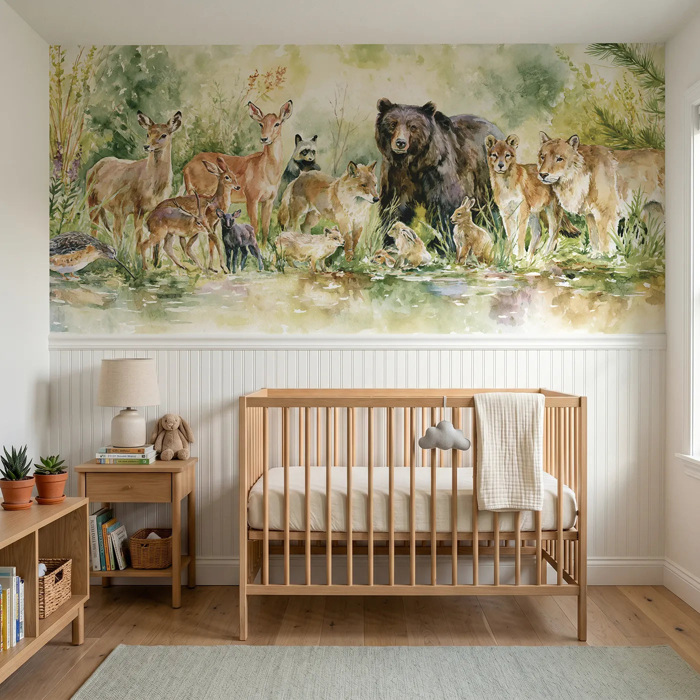 Watercolor wainscoting wallpaper of coming to be named by Whimsy Tots