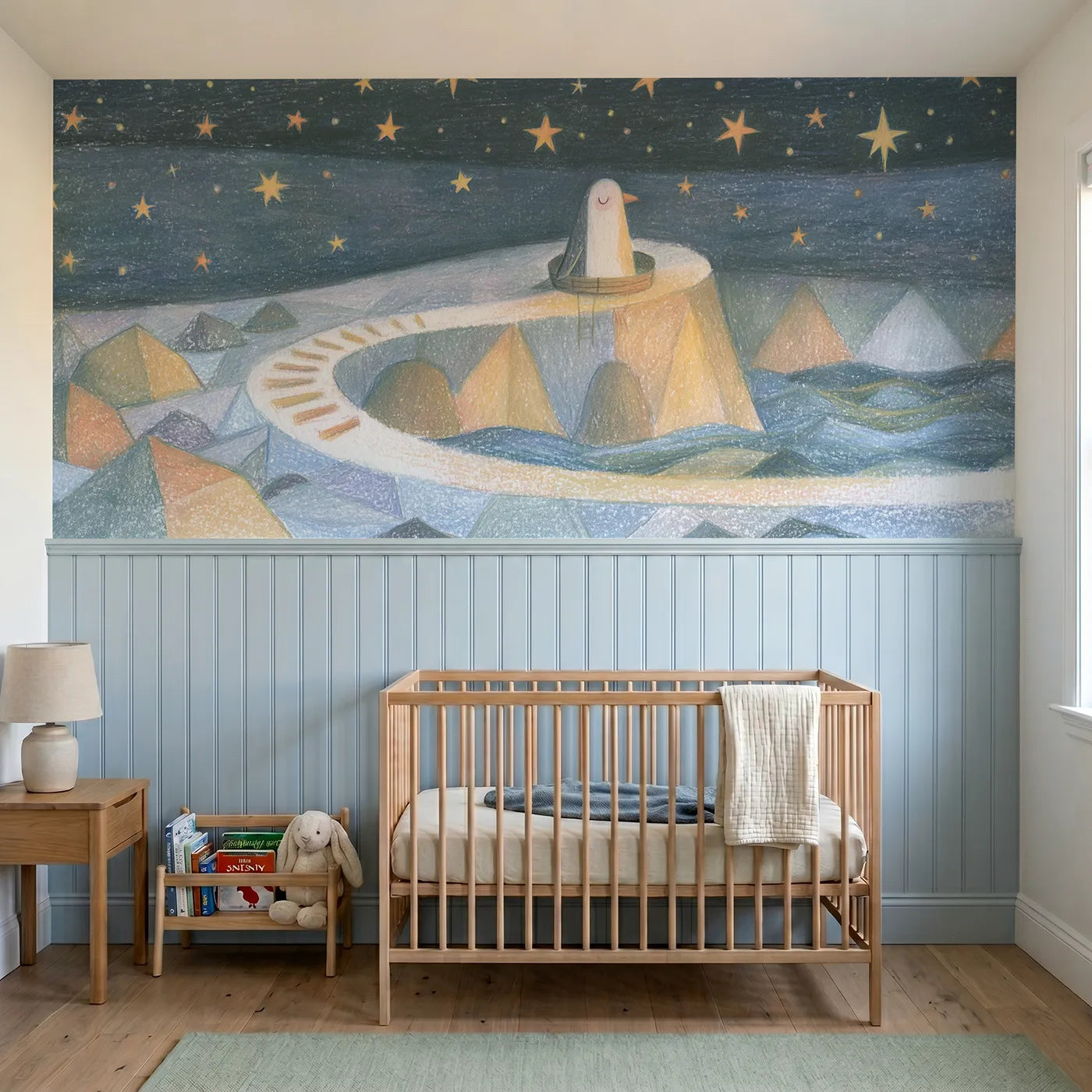 Colored pencil wainscoting wallpaper of starlit in the crows nest by Whimsy Tots