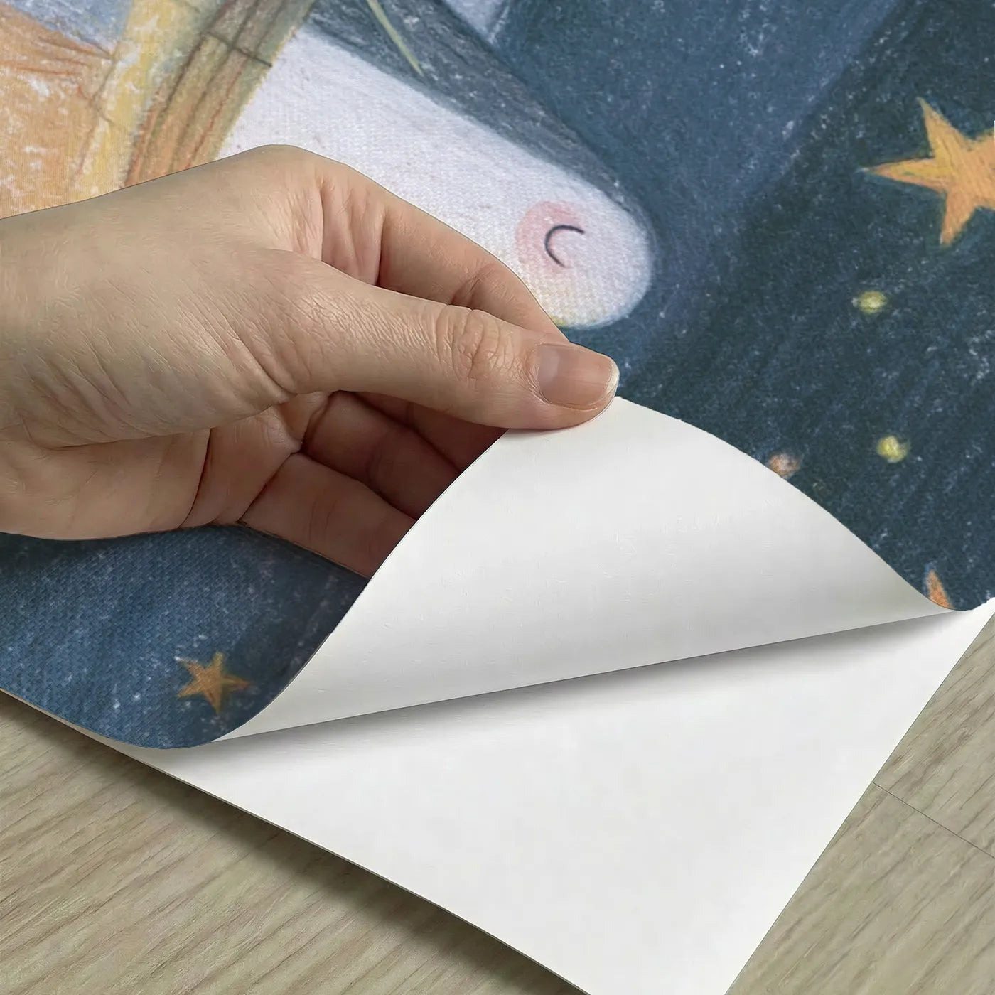 Peel-and-stick detail of Starlit In The Crows Nest Wainscoting Wallpaper by Whimsy Tots