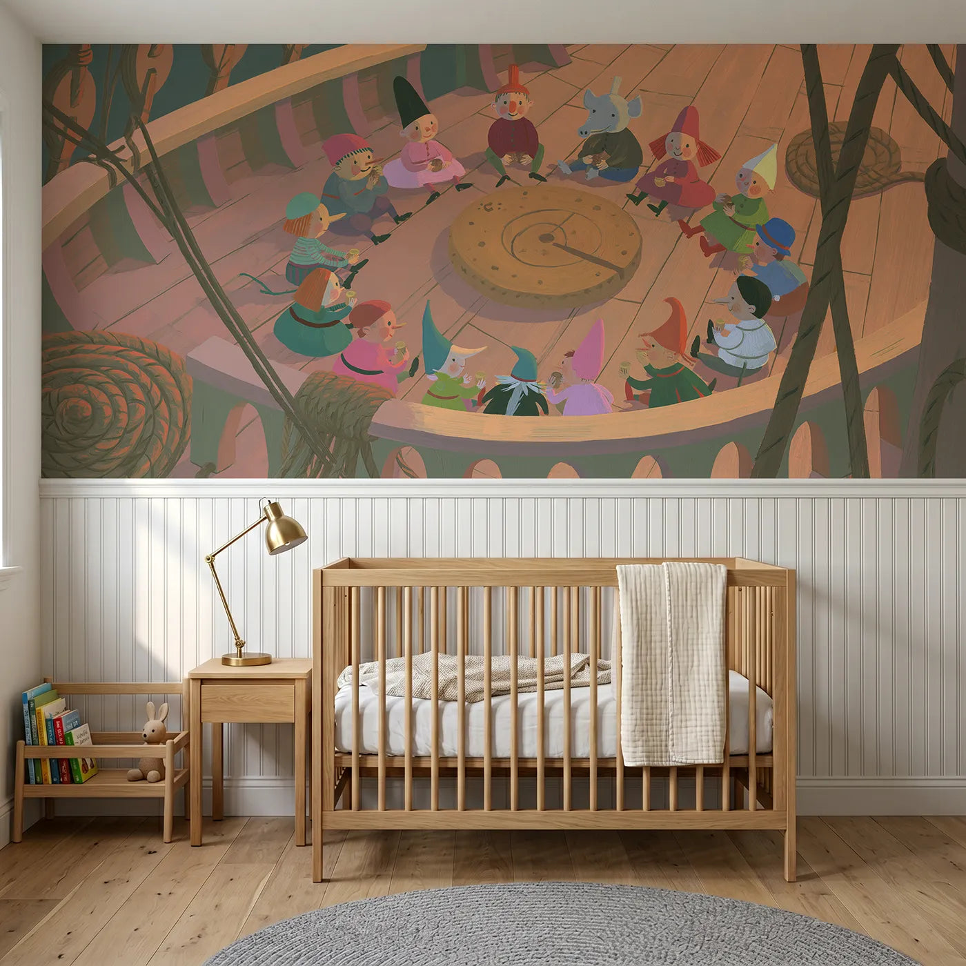 Modern illustration wainscoting wallpaper of dividing the biscuit by Whimsy Tots