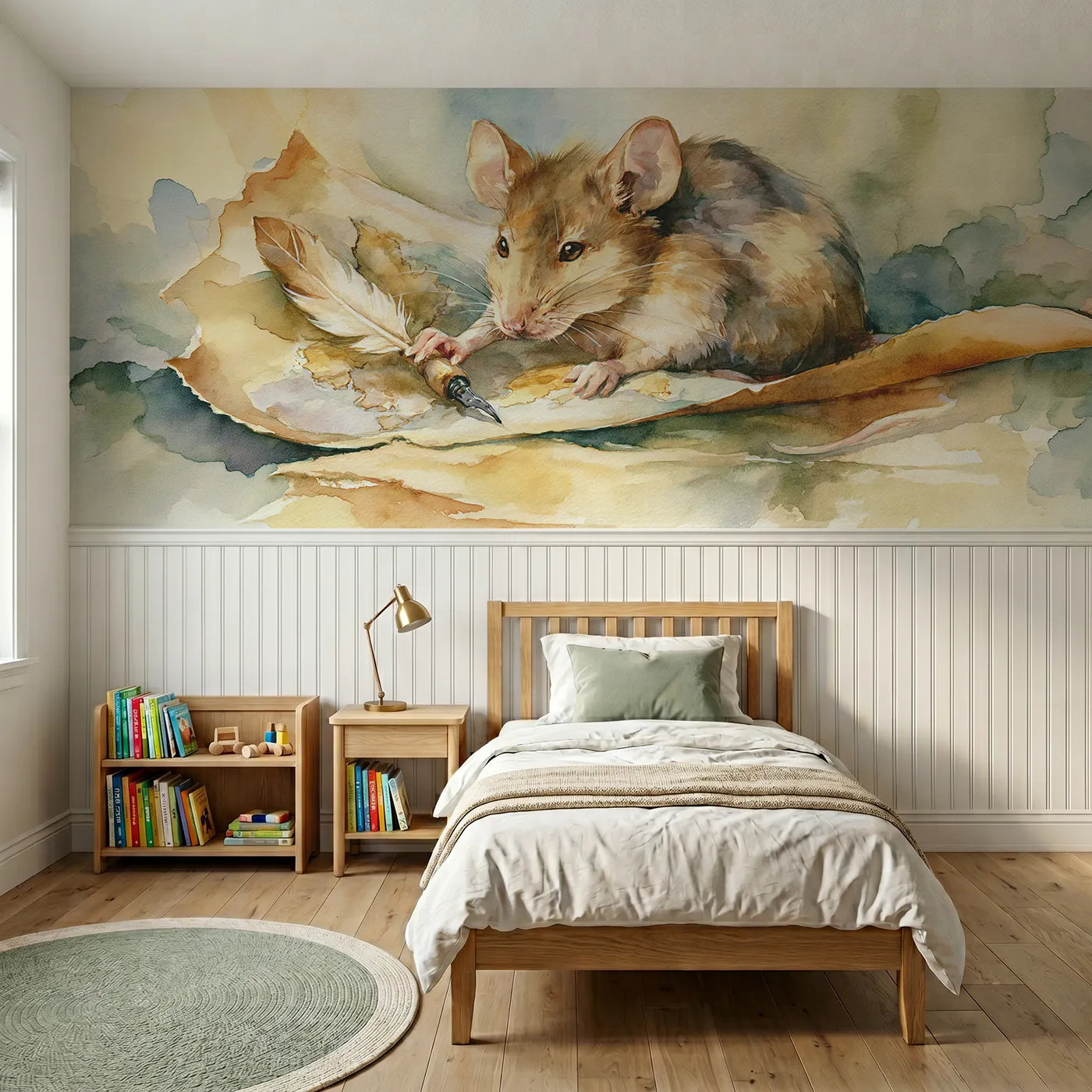 Watercolor wainscoting wallpaper of drawing the map by Whimsy Tots