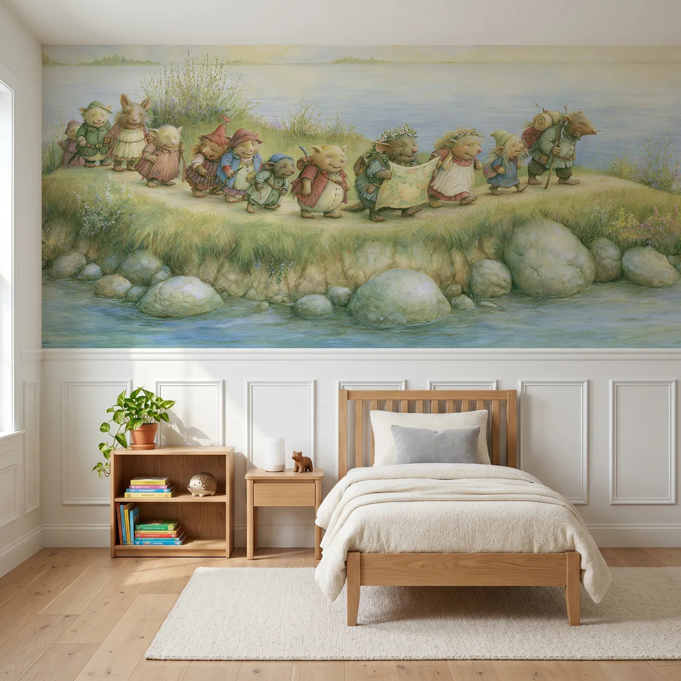 Storybook wainscoting wallpaper of following the map by Whimsy Tots