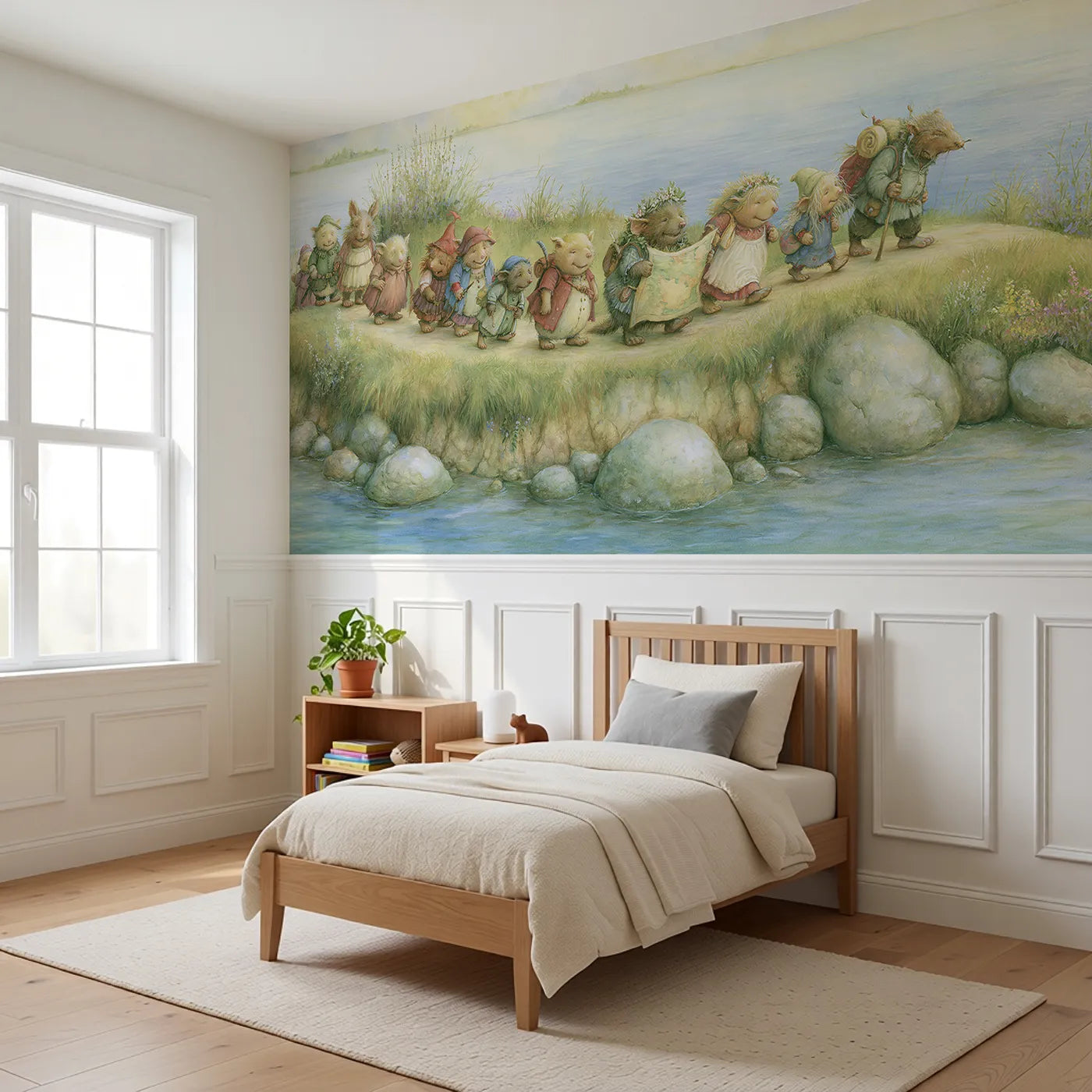 Following The Map Wainscoting Wallpaper styled in a kids room by Whimsy Tots