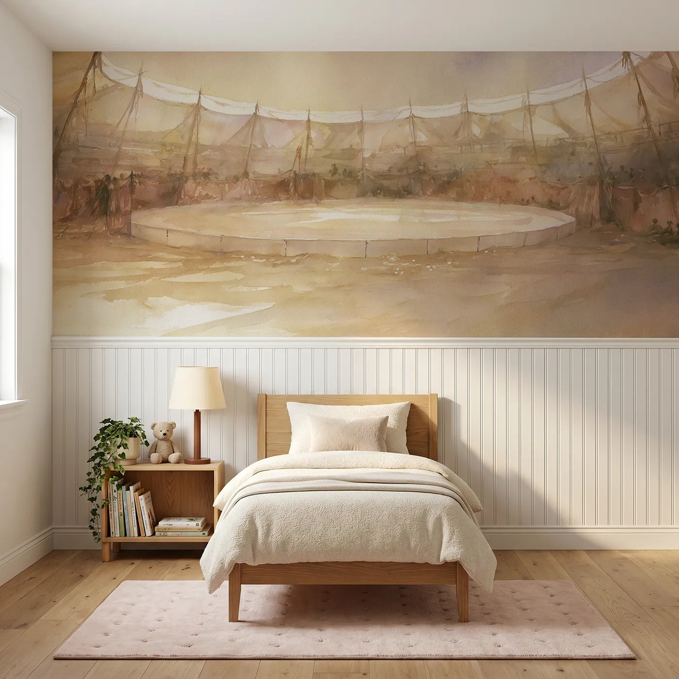 Watercolor wainscoting wallpaper of the empty ring waiting by Whimsy Tots
