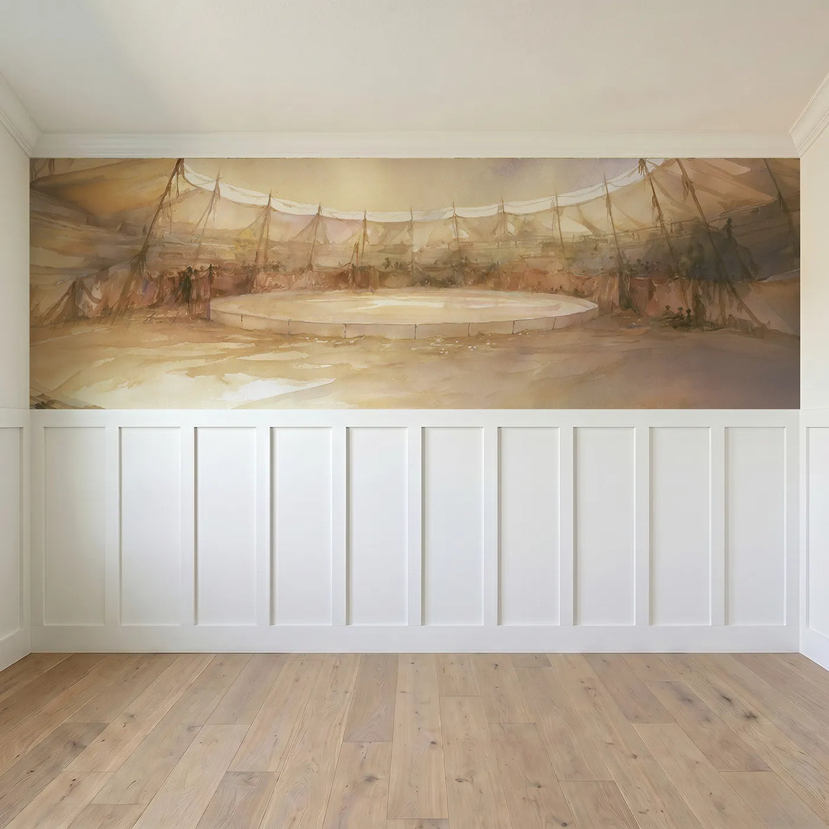 Full panel view of The Empty Ring Waiting Wainscoting Wallpaper by Whimsy Tots
