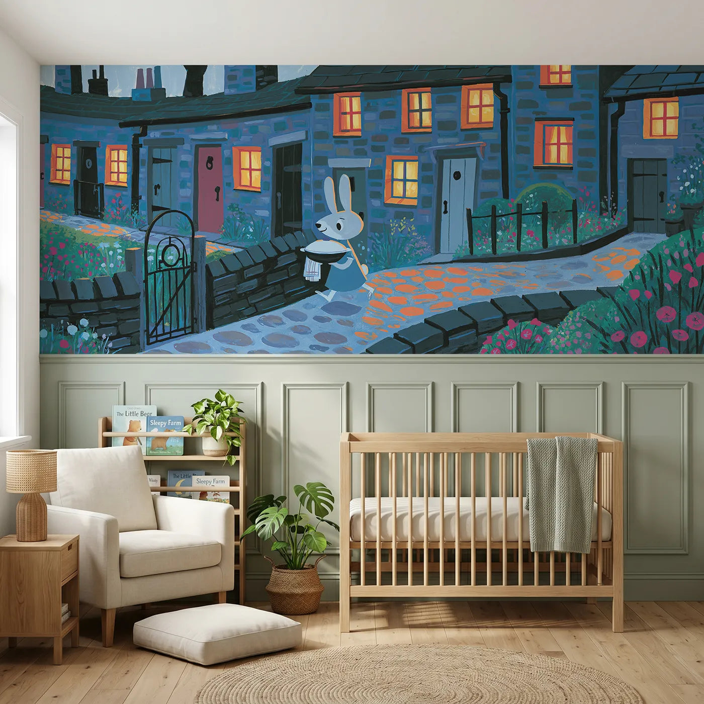 Modern illustration wainscoting wallpaper of soup for a friend by Whimsy Tots