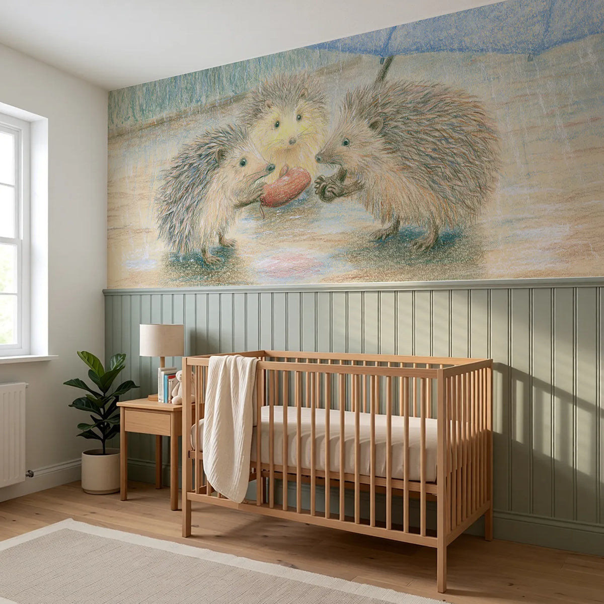 The Found Mitten Wainscoting Wallpaper styled in a kids room by Whimsy Tots