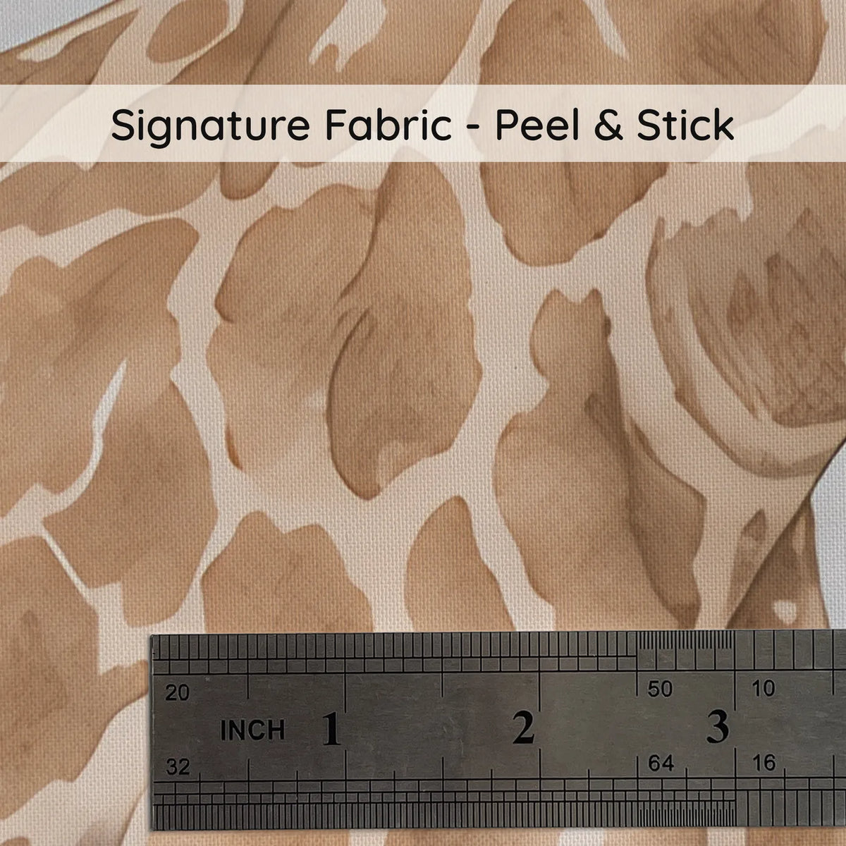 Watercolor wainscoting wallpaper of elephants and a giraffe on the savanna, print close-up at true size, by Whimsy Tots