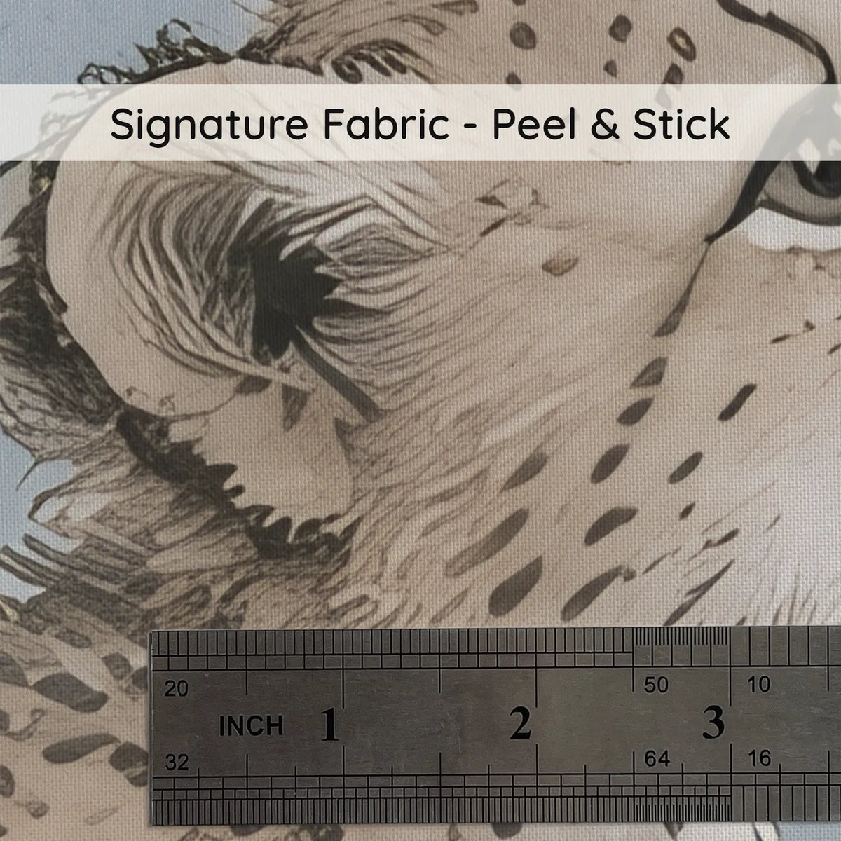 Storybook wainscoting wallpaper of flamingos, a cheetah cub and a parrot, print close-up at true size, by Whimsy Tots
