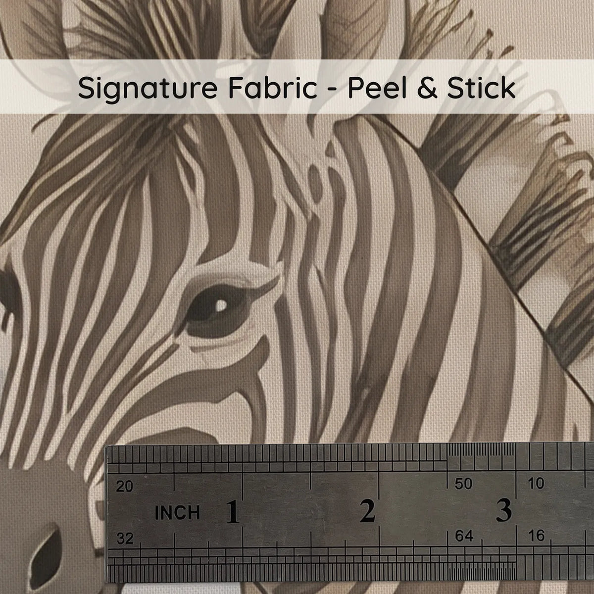 Gouache safari wainscoting wallpaper with elephants and zebras, print close-up at true size, by Whimsy Tots