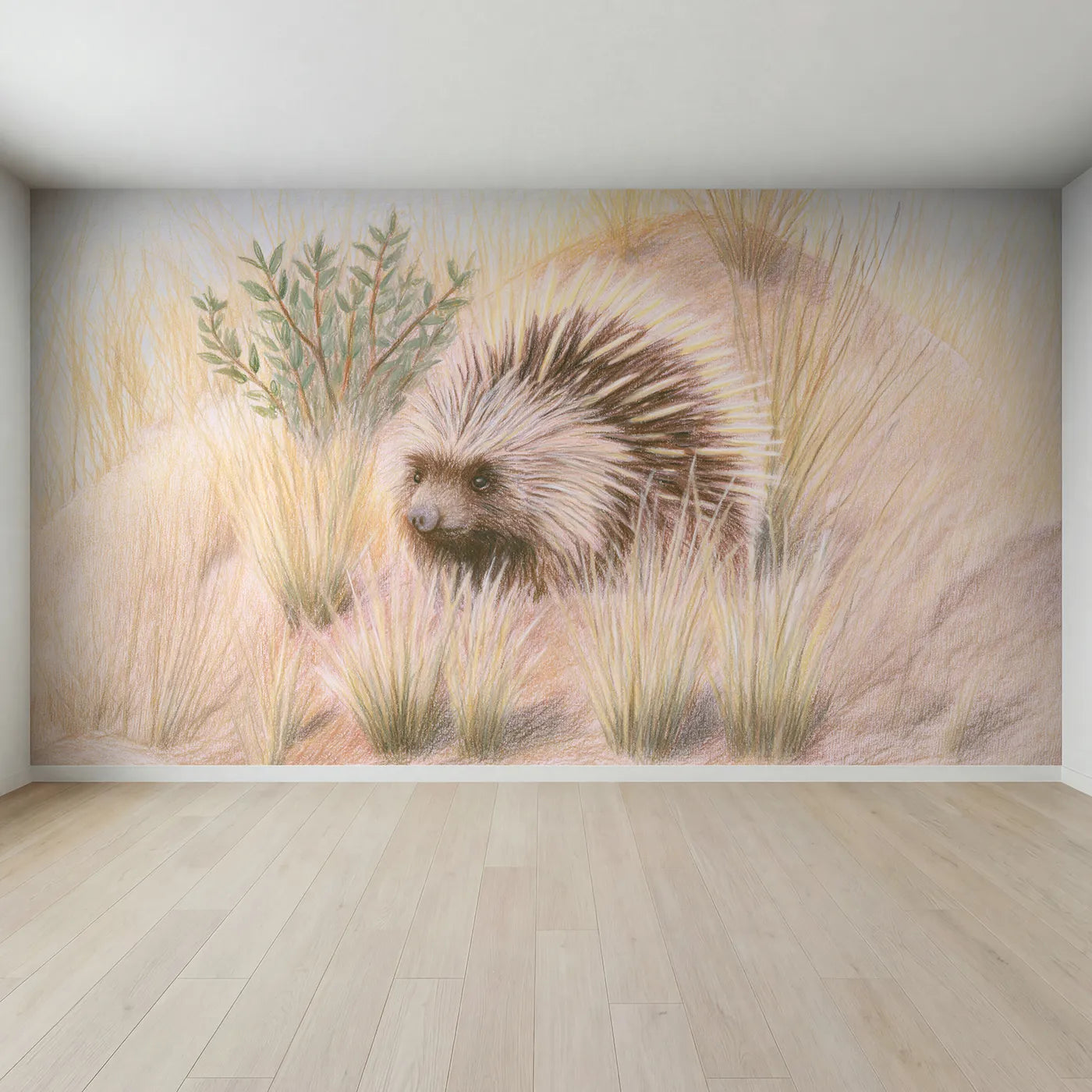Full view of Little Porcupine Wallpaper Mural by Whimsy Tots
