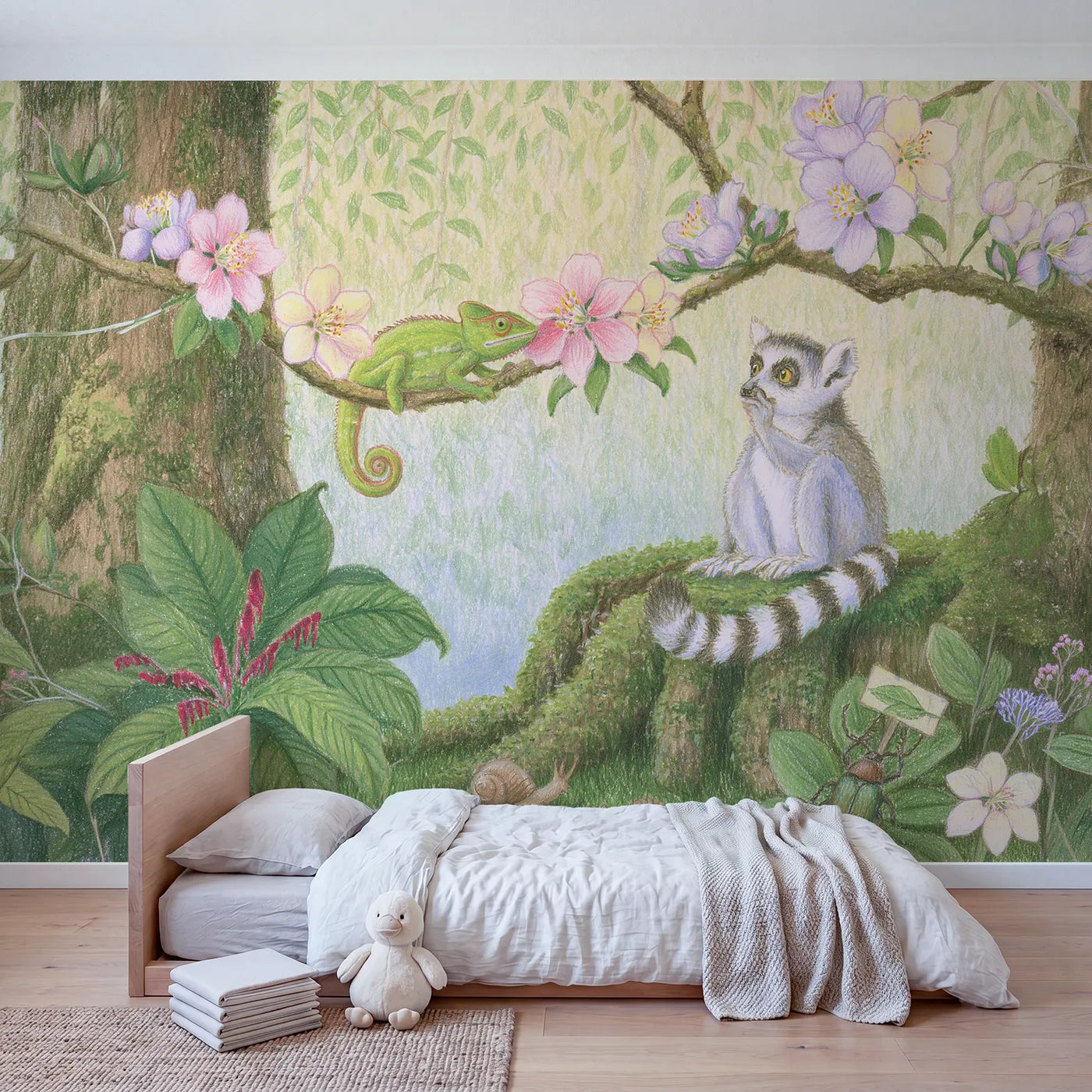Chameleon Color Match Wallpaper Mural in playroom setting by Whimsy Tots