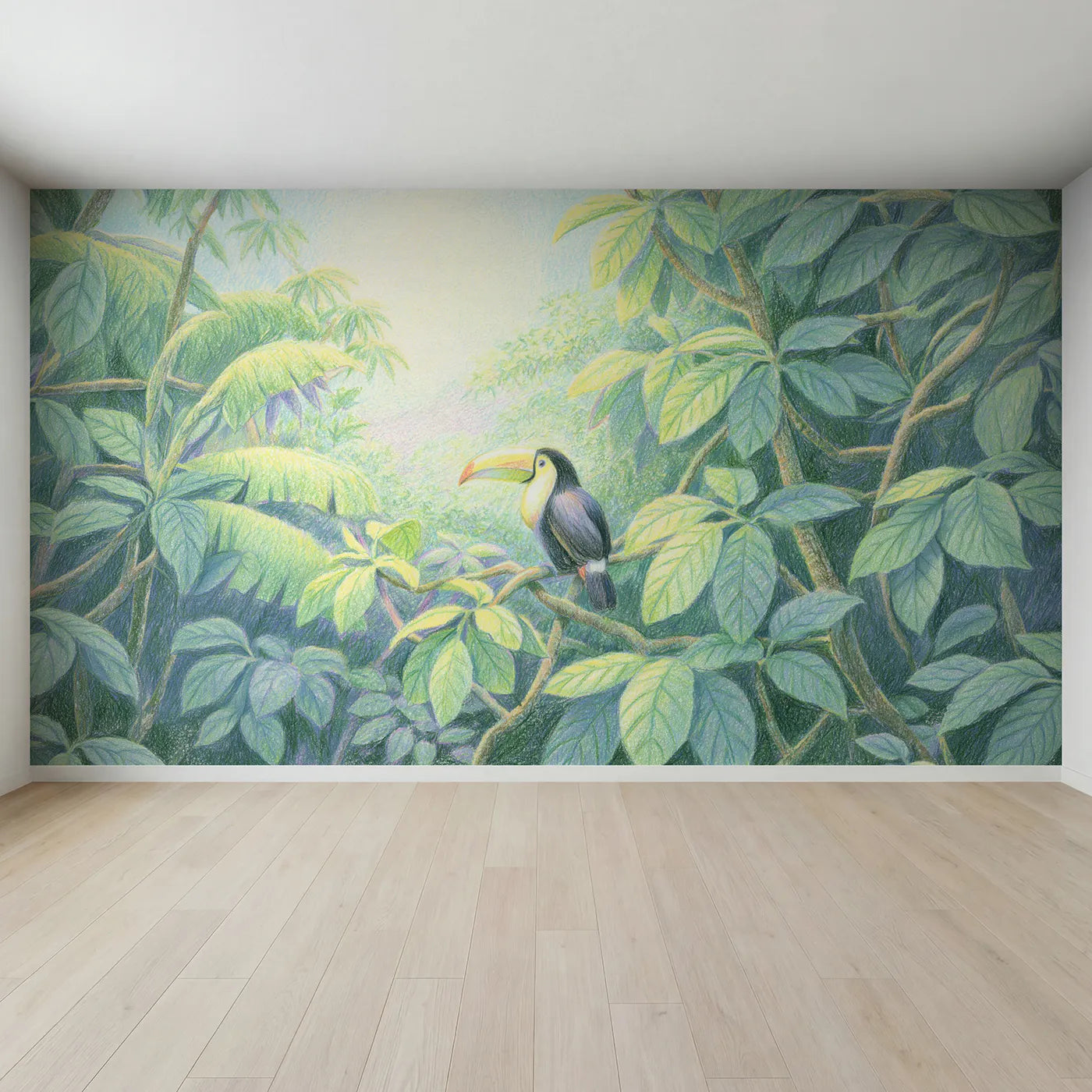 Full view of Toucan on a Branch Wallpaper Mural by Whimsy Tots