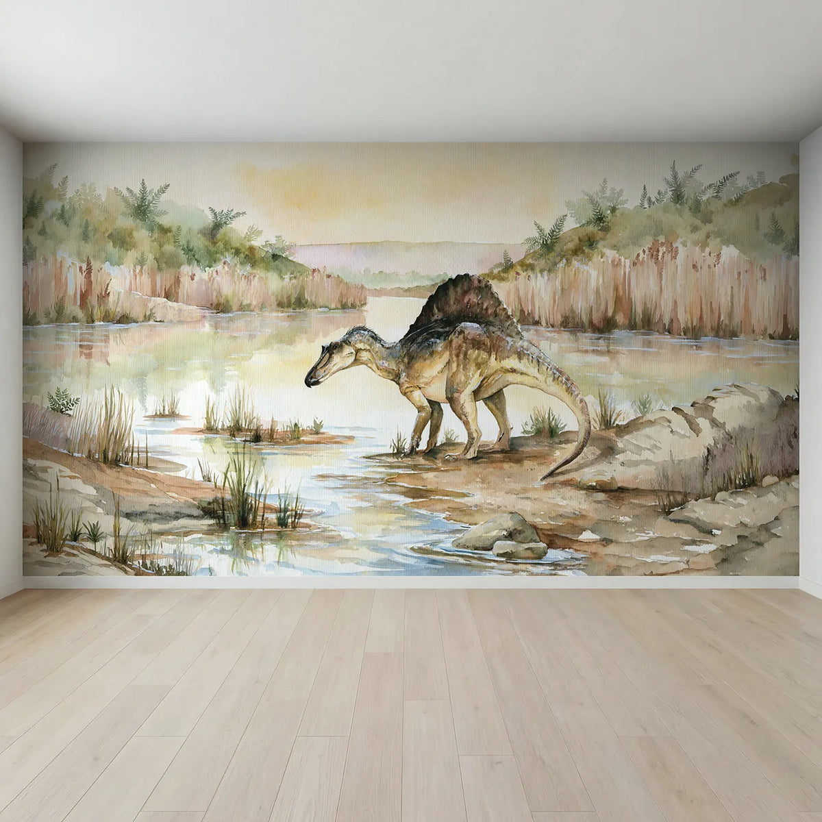 Full view of Spinosaurus Sail Crest Wallpaper Mural by Whimsy Tots