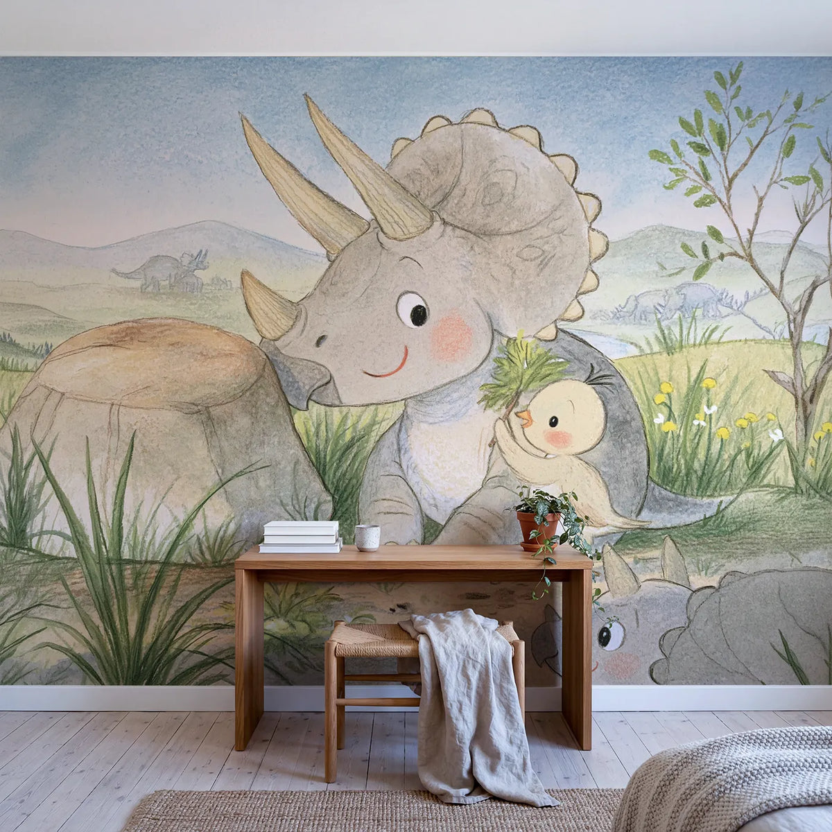 The Horn Polish Wallpaper Mural in playroom setting by Whimsy Tots