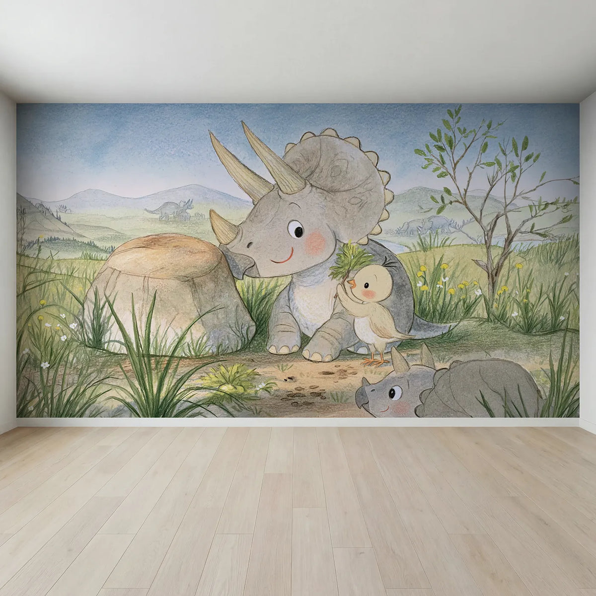Full view of The Horn Polish Wallpaper Mural by Whimsy Tots