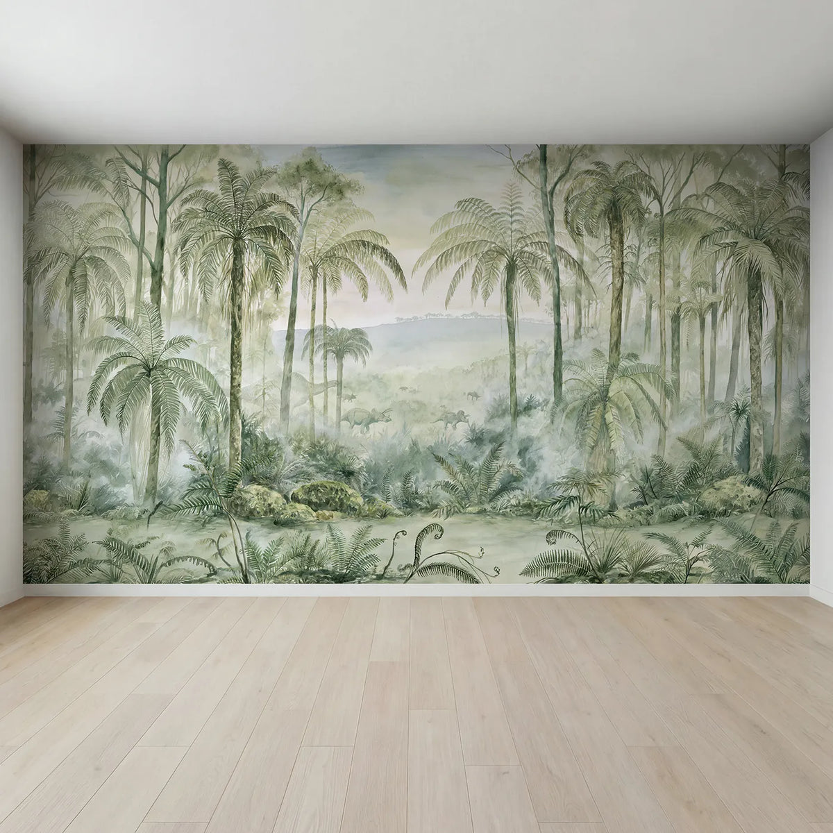 Full view of Fern Valley Dawn Wallpaper Mural by Whimsy Tots