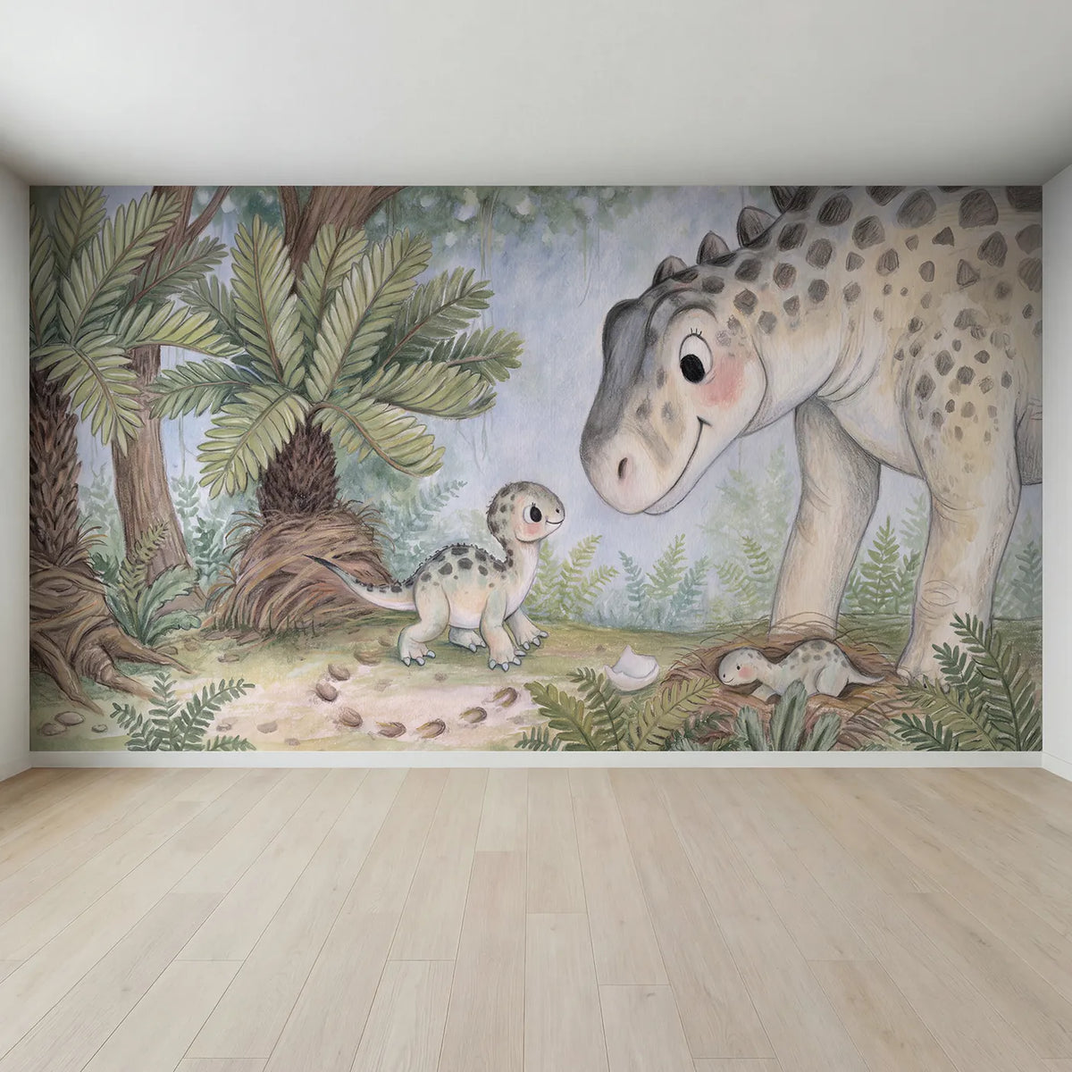 Full view of The First Wobble Wallpaper Mural by Whimsy Tots