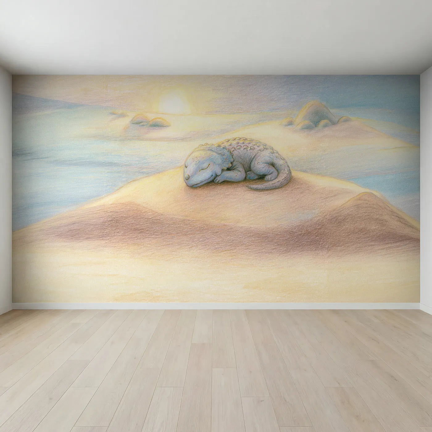 Full view of Sleepy Hatchling Wallpaper Mural by Whimsy Tots