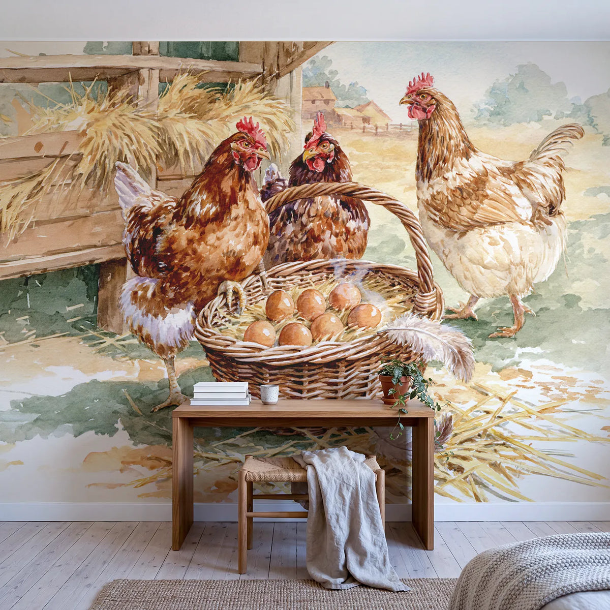 The Egg Collection Round Wallpaper Mural in playroom setting by Whimsy Tots