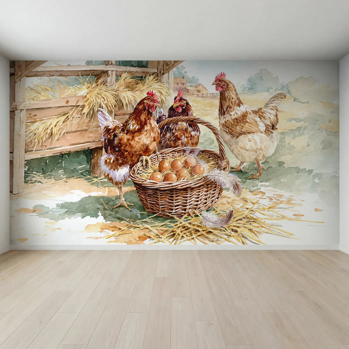 Full view of The Egg Collection Round Wallpaper Mural by Whimsy Tots