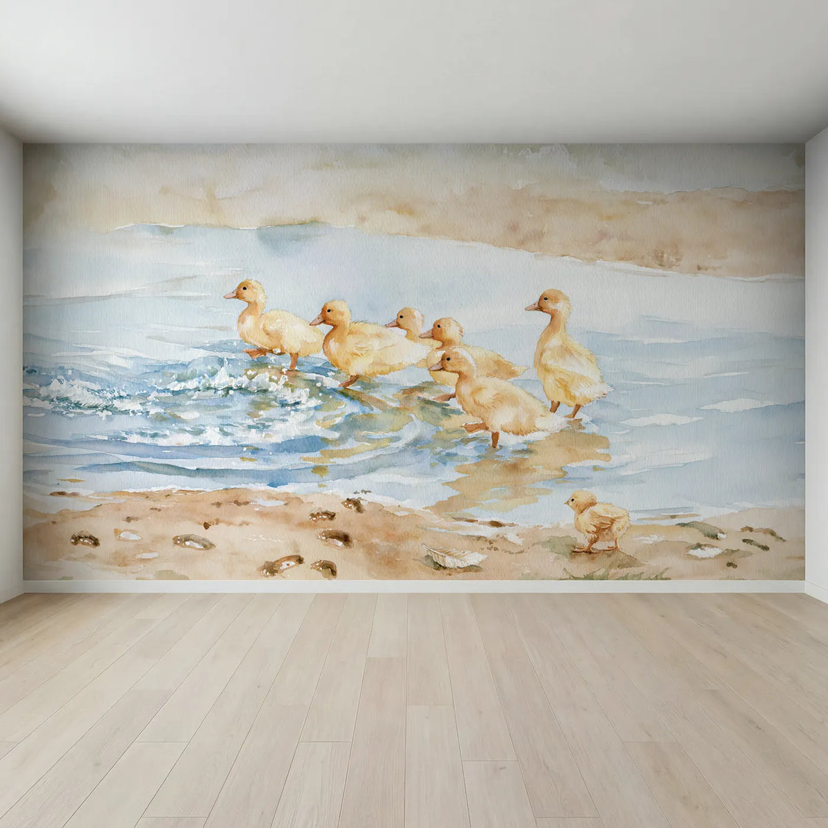 Full view of The Puddle Parade Wallpaper Mural by Whimsy Tots