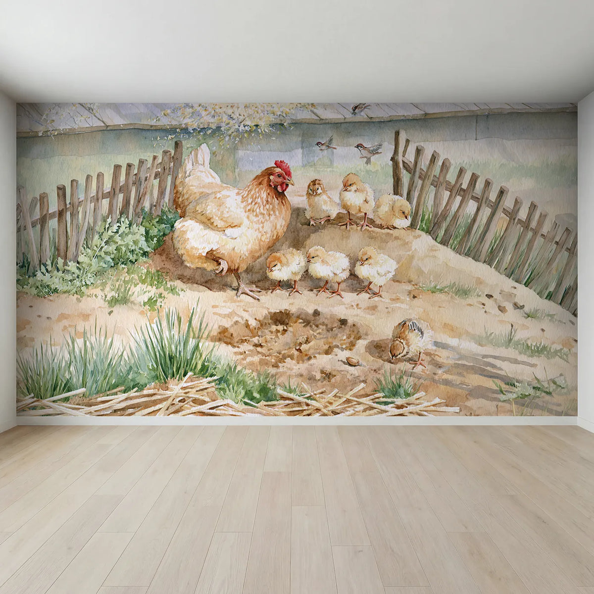 Full view of Teaching the Scratch Wallpaper Mural by Whimsy Tots