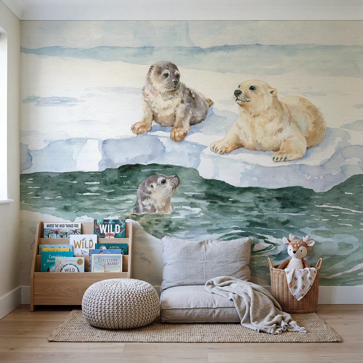 The First Dive Wallpaper Mural in playroom setting by Whimsy Tots