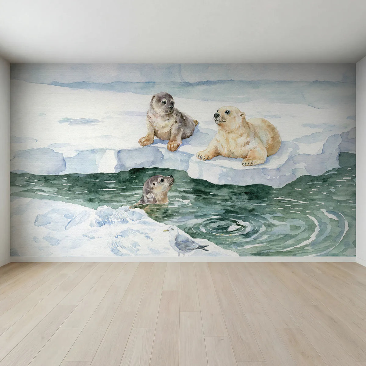 Full view of The First Dive Wallpaper Mural by Whimsy Tots