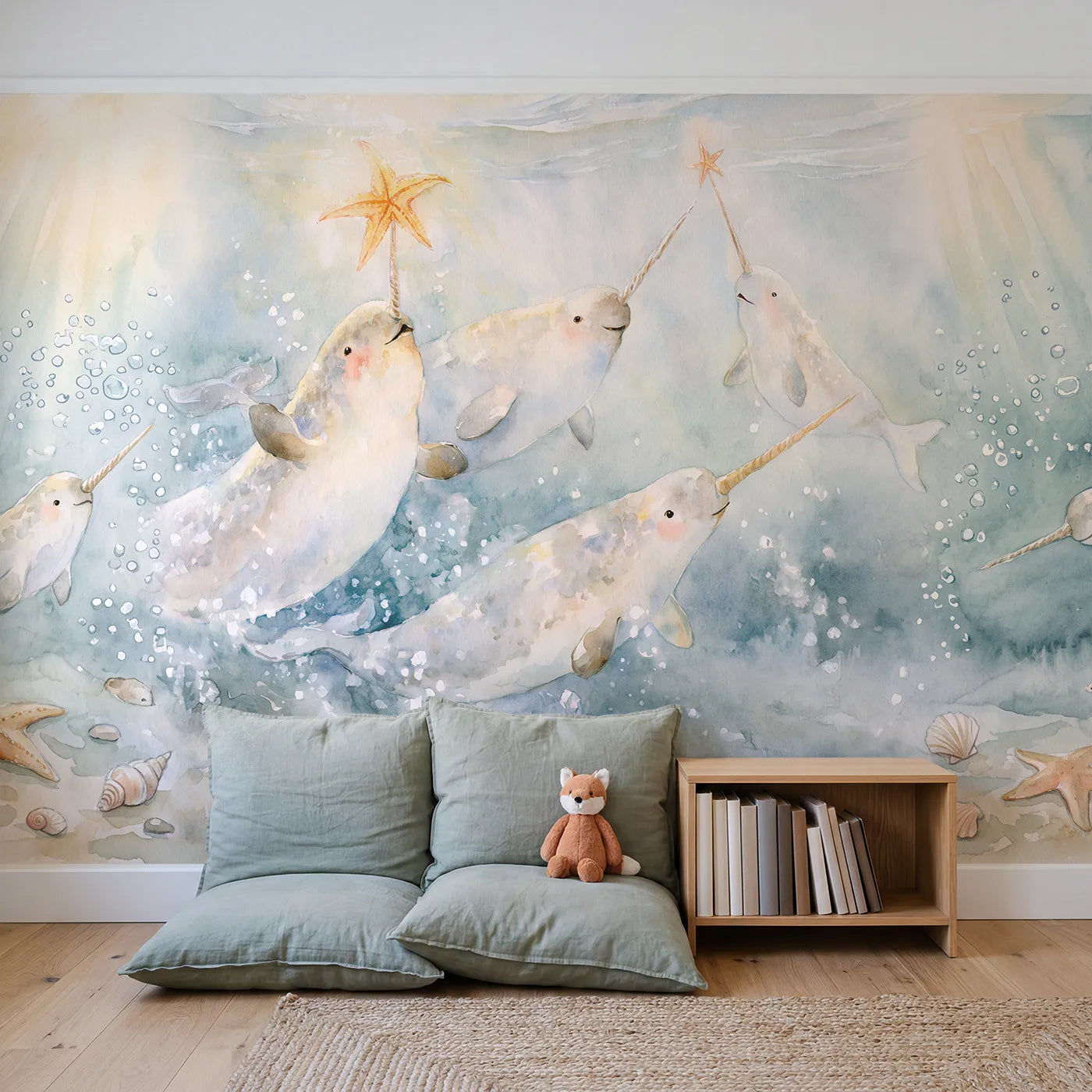 The Tusk Relay Wallpaper Mural in playroom setting by Whimsy Tots