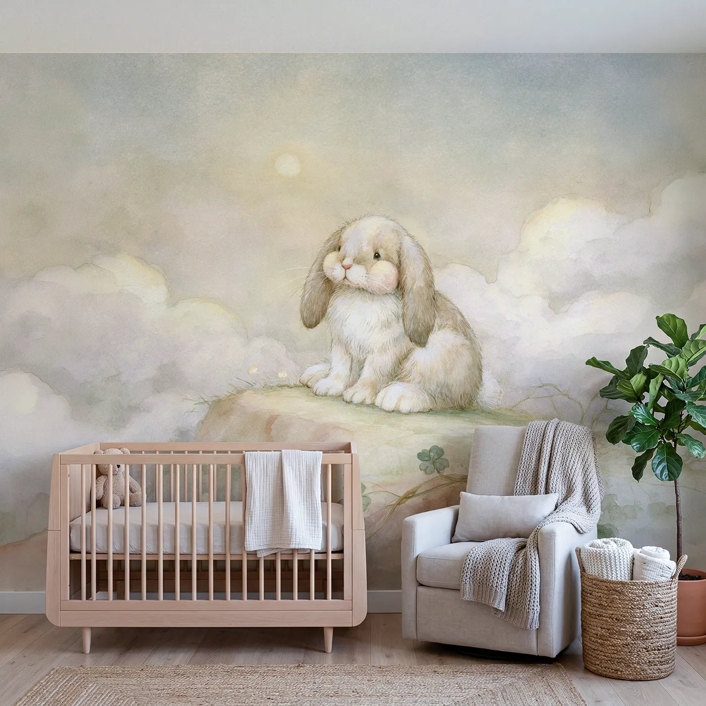 Storybook wall mural of two teddy bear friends by Whimsy Tots